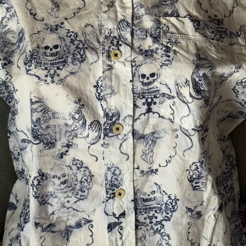 VINTAGE/RARE Encorgie Jean’s Session - Skull Button Tee - Women’s Size L - Picture 2 of 6